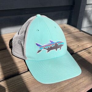 Patagonia Fitz Roy Trout Trucker Snapback Hat Blue Teal OS